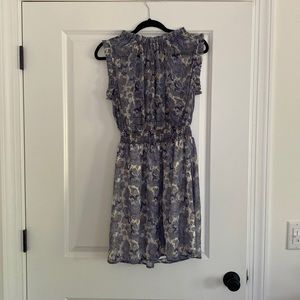 Blue Mini Dress High Neckline